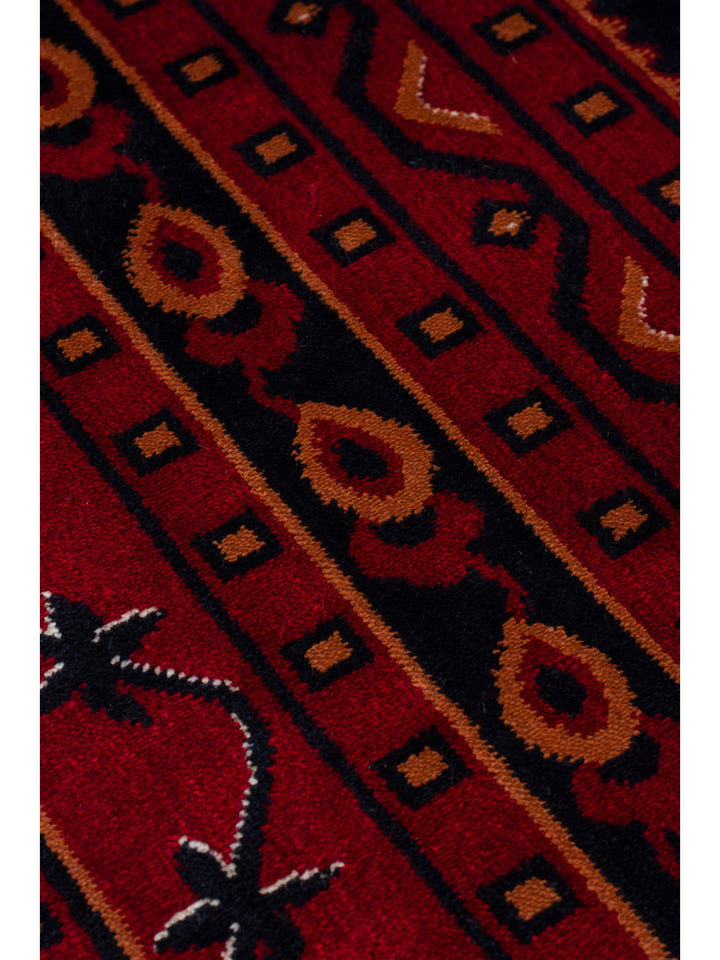 Paghman Series Afghan Patterned Viscose Dense Woven Non-Slip Based Thin Machine-Made Carpet 01 NAVY