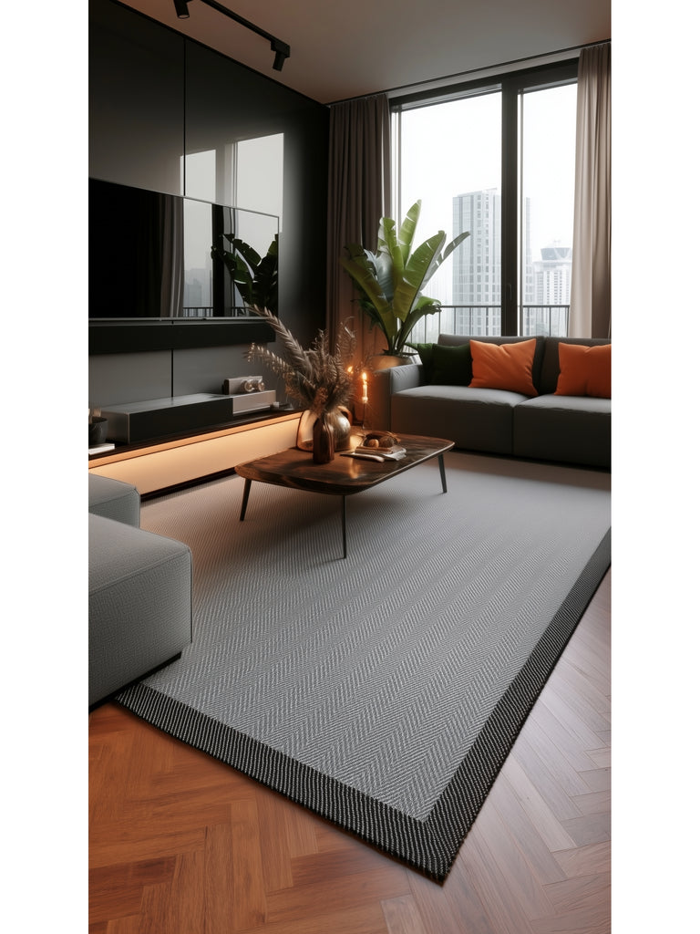 Resort Cotton Non-Slip Based Living Room Corridor Entrance Kitchen Stylish Rug 02 DARK GREY