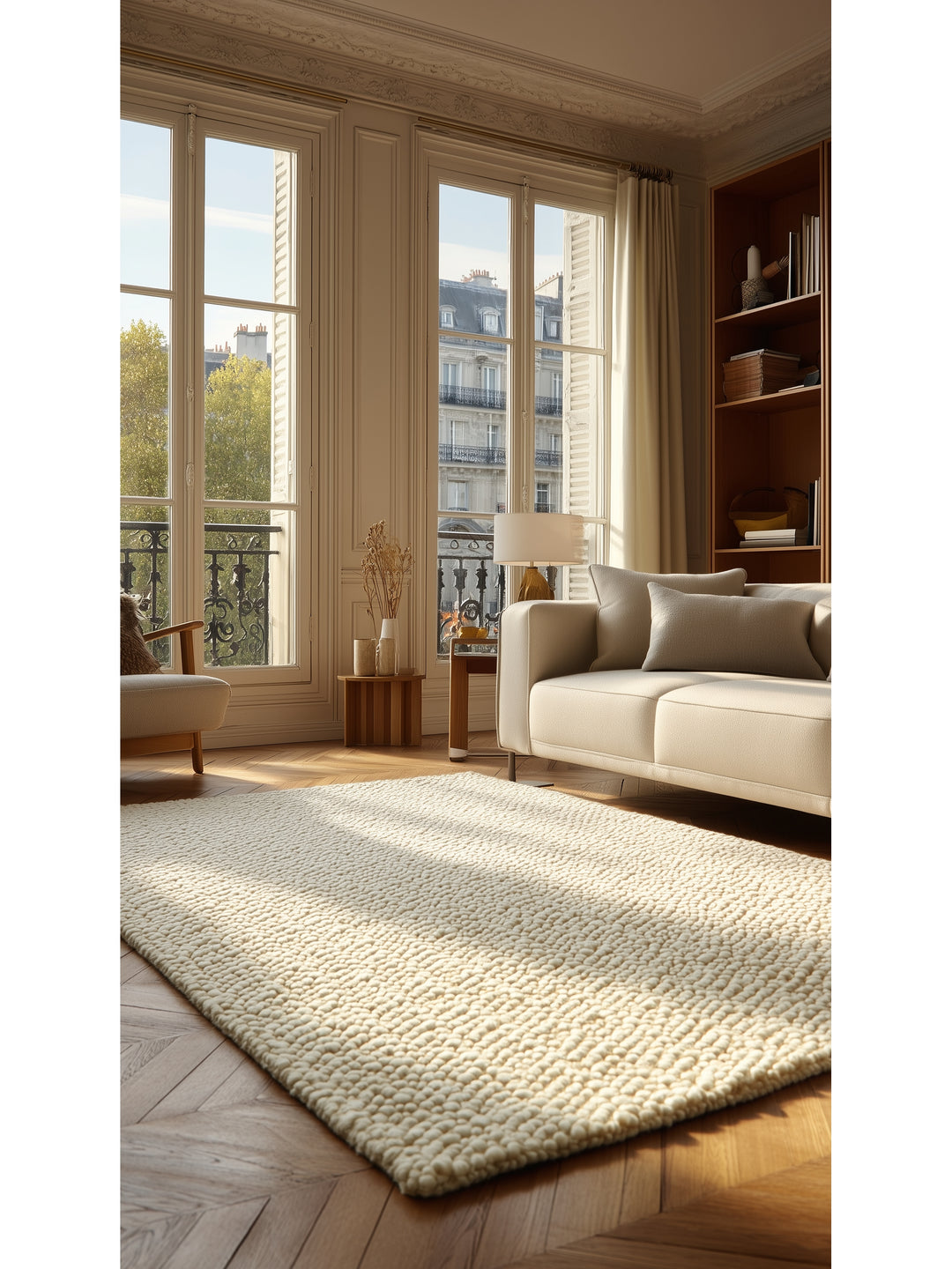 Woolstar 100% Natural Sweater Patterned Living Room Hallway Entrance Hand Woven Knitted Carpet 06 CREAM