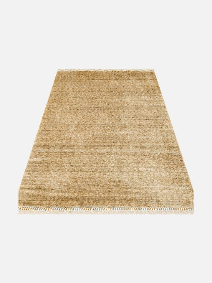 Brasilia El Emeğiyle Üretilen Modern Sade Şık TENCEL™ Özel Kara Tezgah Halısı PLAIN GREEN - Carpetdocia