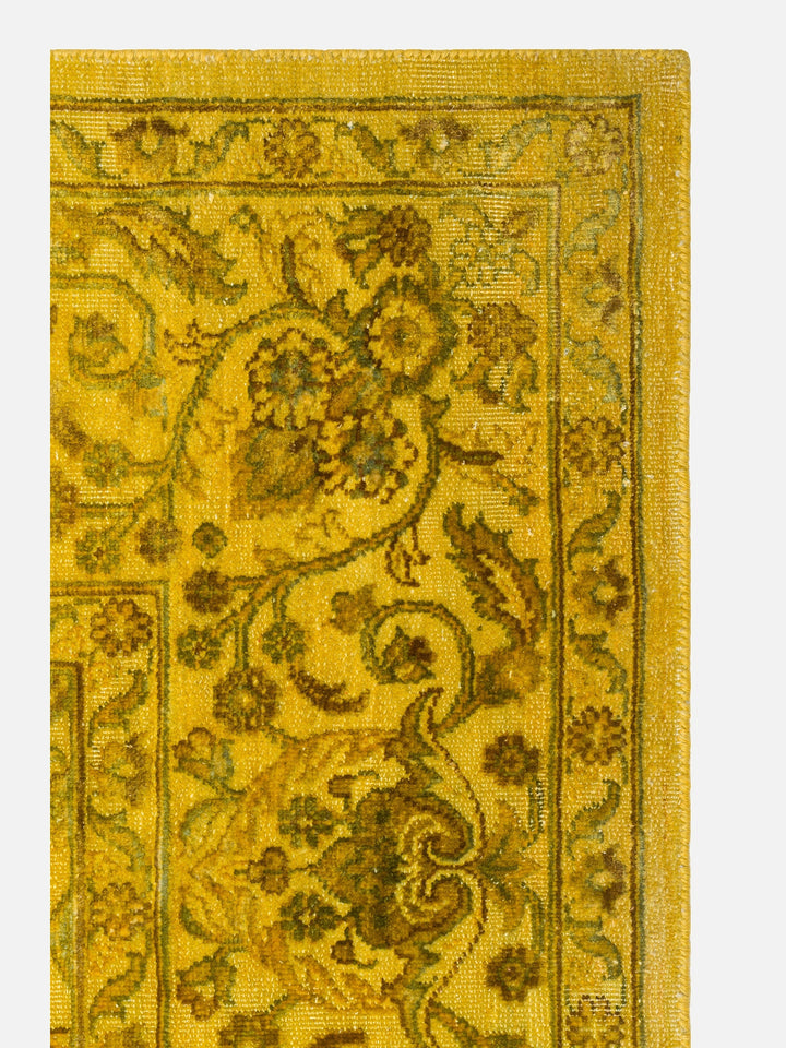 El dokuma Hindistan Jaipur halı Altın Sarı 196x295 cm doku yakın çekim detay