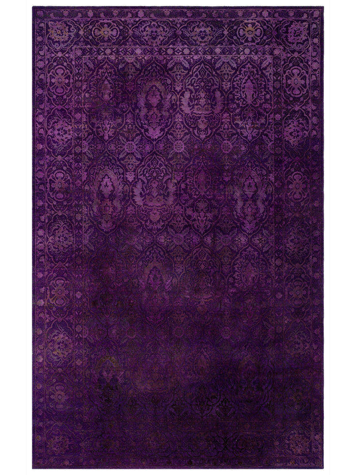 El dokuma Hindistan Jaipur halı Antik Mor 197x297 cm kuşbakışı üstten görünüm