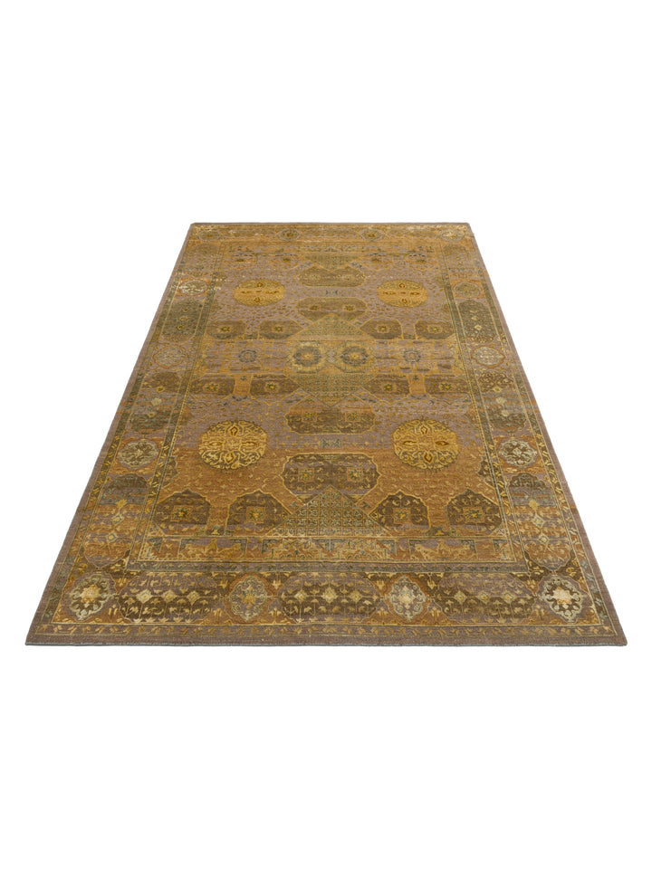 El dokuma Hindistan Jaipur halı Enginar Yeşili 168x241 cm stüdyo çekimi perspektif