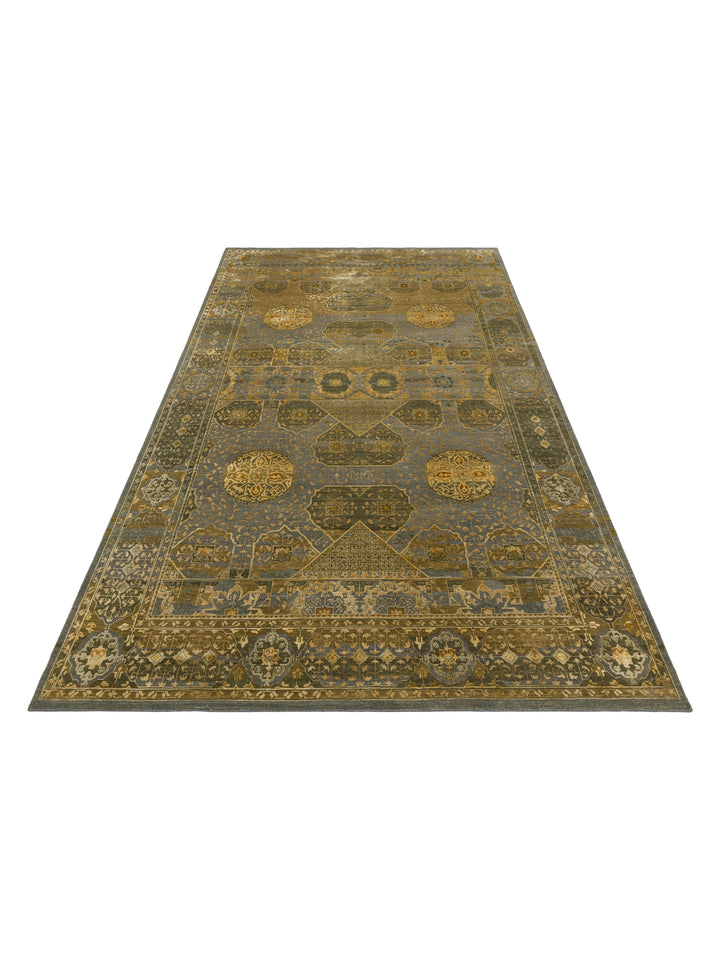El dokuma Hindistan Jaipur halı Mineral Gri 198x295 cm stüdyo çekimi perspektif