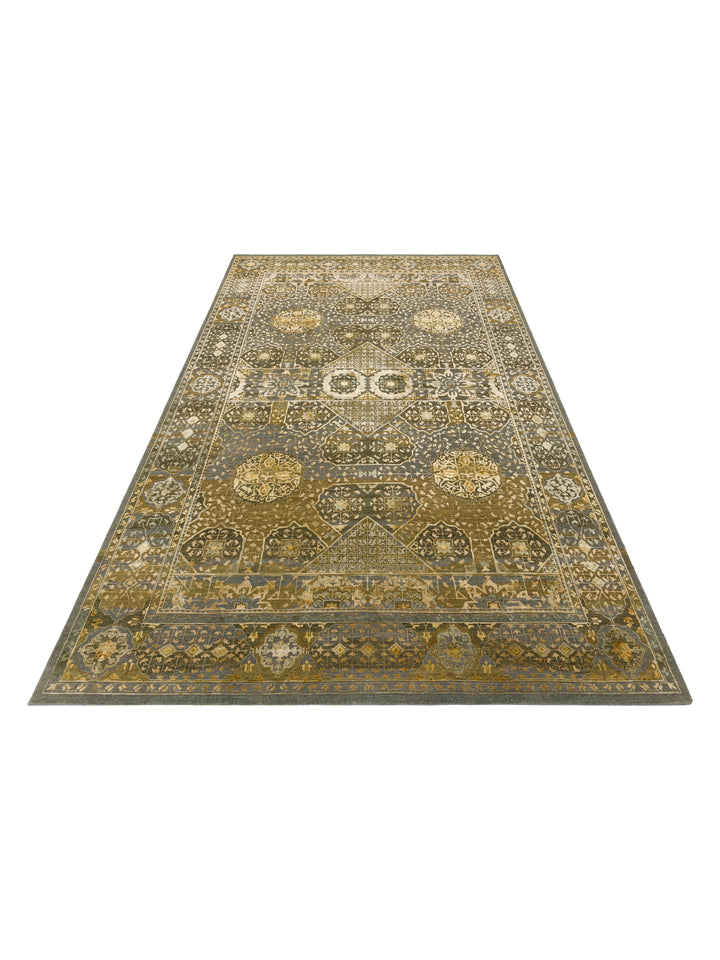 El dokuma Hindistan Jaipur halı Mineral Gri 198x295 cm stüdyo çekimi yan açı