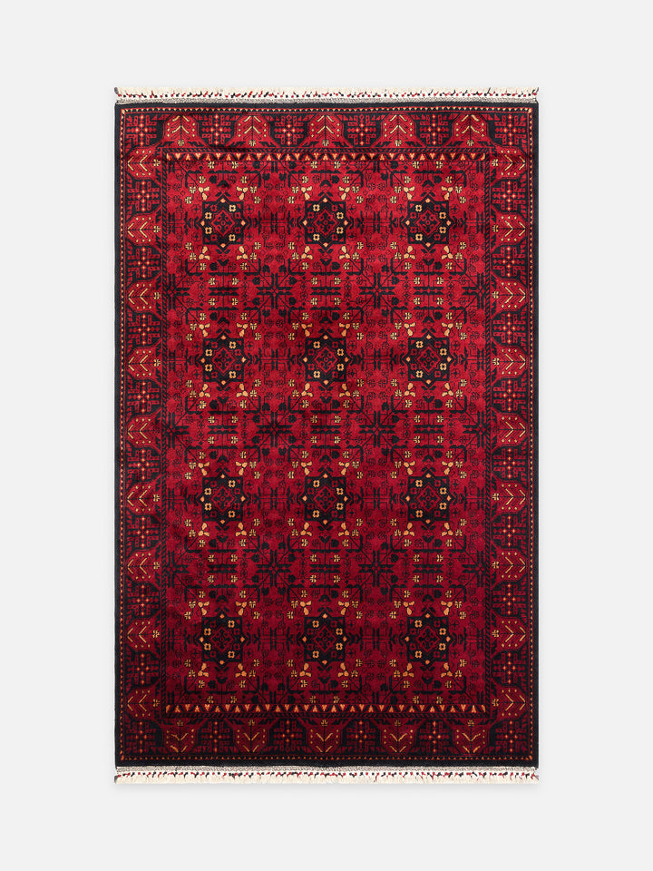 Kabil Afgan Desenli El Emeğiyle Özel Tezgahlarda Üretilen TENCEL™ Uşak Halısı 952 RED - Carpetdocia - kusbakisi