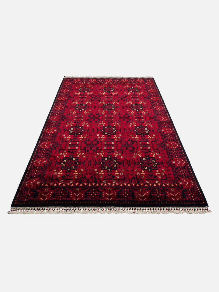 Kabil Afgan Desenli El Emeğiyle Özel Tezgahlarda Üretilen TENCEL™ Uşak Halısı 952 RED - Carpetdocia