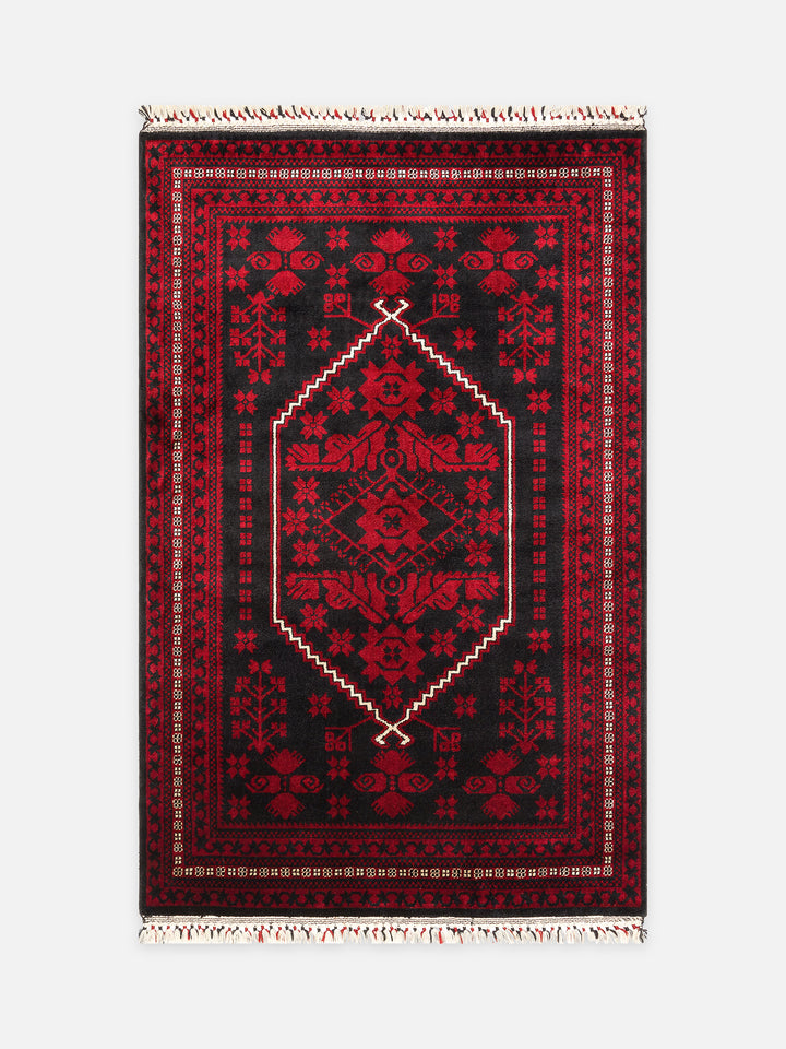 Kabil Afgan Desenli El Emeğiyle Özel Tezgahlarda Üretilen TENCEL™ Uşak Halısı 956 BLUE - Carpetdocia - kusbakisi