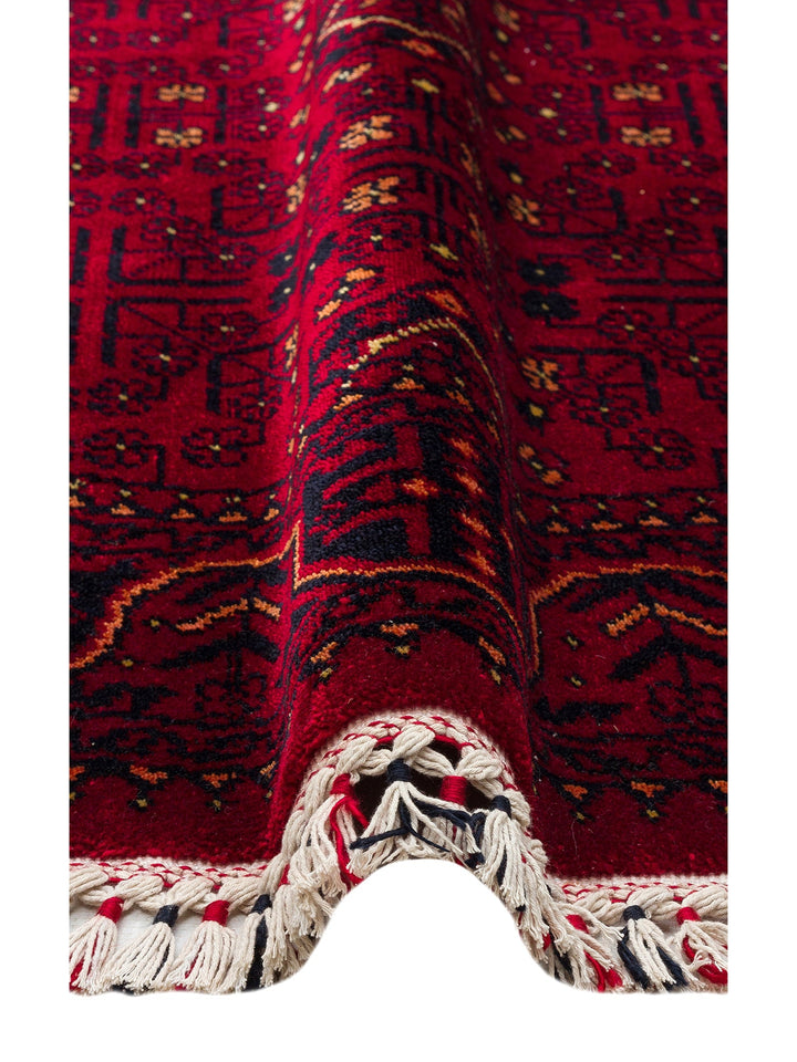 Kabil Afgan Desenli El Emeğiyle Özel Tezgahlarda Üretilen TENCEL™ Uşak Halısı 960 RED Q - Carpetdocia