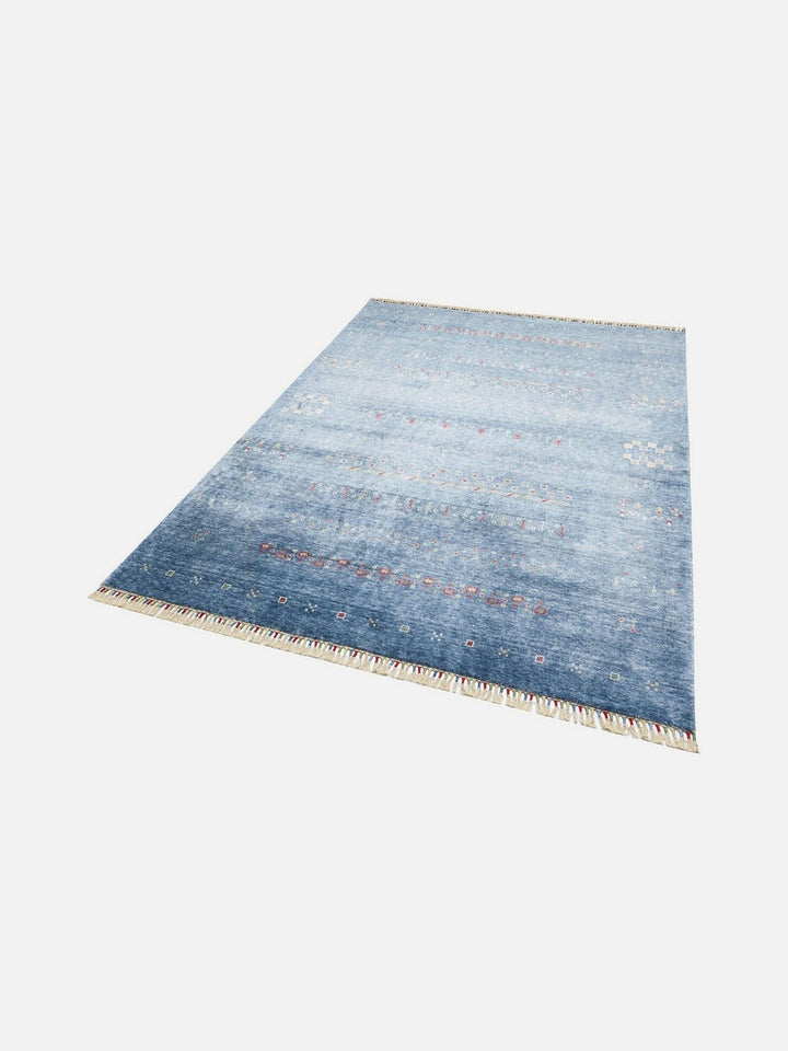 Oushak Carnaval %100 Naturel Kolay Temizlenir El Emeğiyle Üretilen TENCEL™ Modern Uşak Halısı 06 BLUE - Carpetdocia