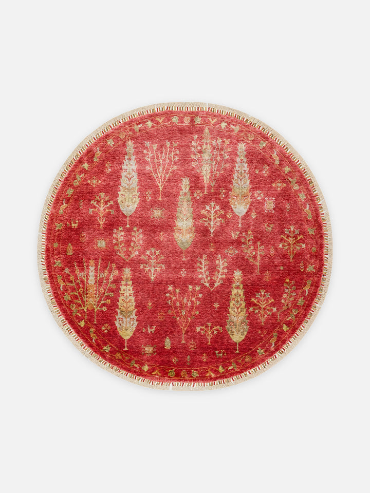 Oushak Carnaval %100 Naturel Kolay Temizlenir El Emeğiyle Üretilen TENCEL™ Modern Uşak Halısı 08 RED AUTUMN Q - Carpetdocia - kusbakisi