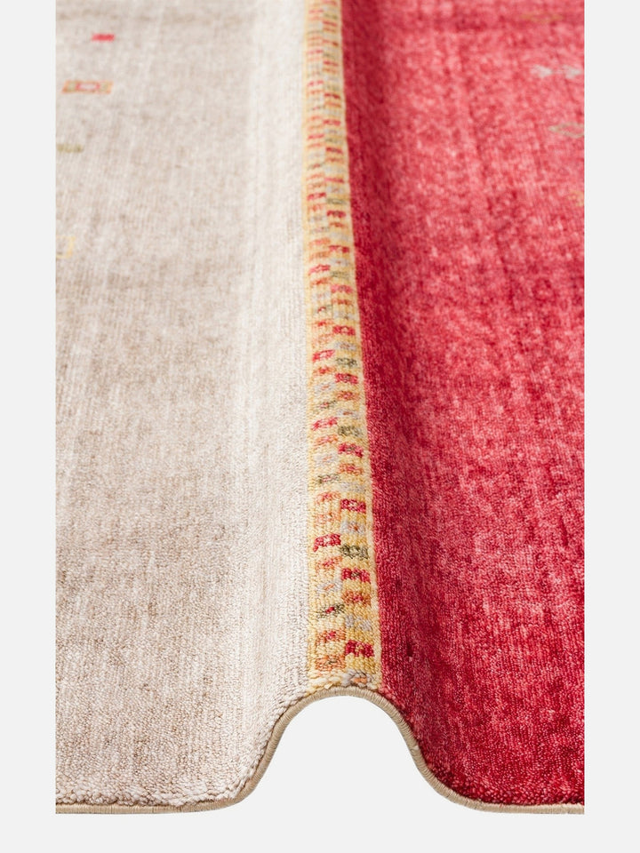 Oushak Carnaval %100 Naturel Kolay Temizlenir El Emeğiyle Üretilen TENCEL™ Modern Uşak Halısı 11 RED AUTUMN - Carpetdocia