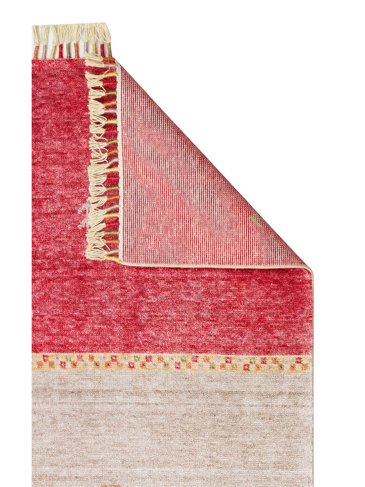 Oushak Carnaval %100 Naturel Kolay Temizlenir El Emeğiyle Üretilen TENCEL™ Modern Uşak Halısı 11 RED AUTUMN - Carpetdocia
