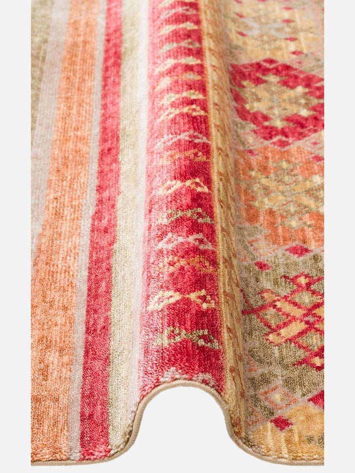 Oushak Carnaval %100 Naturel Kolay Temizlenir El Emeğiyle Üretilen TENCEL™ Modern Uşak Halısı 12 RED AUTUMN - Carpetdocia