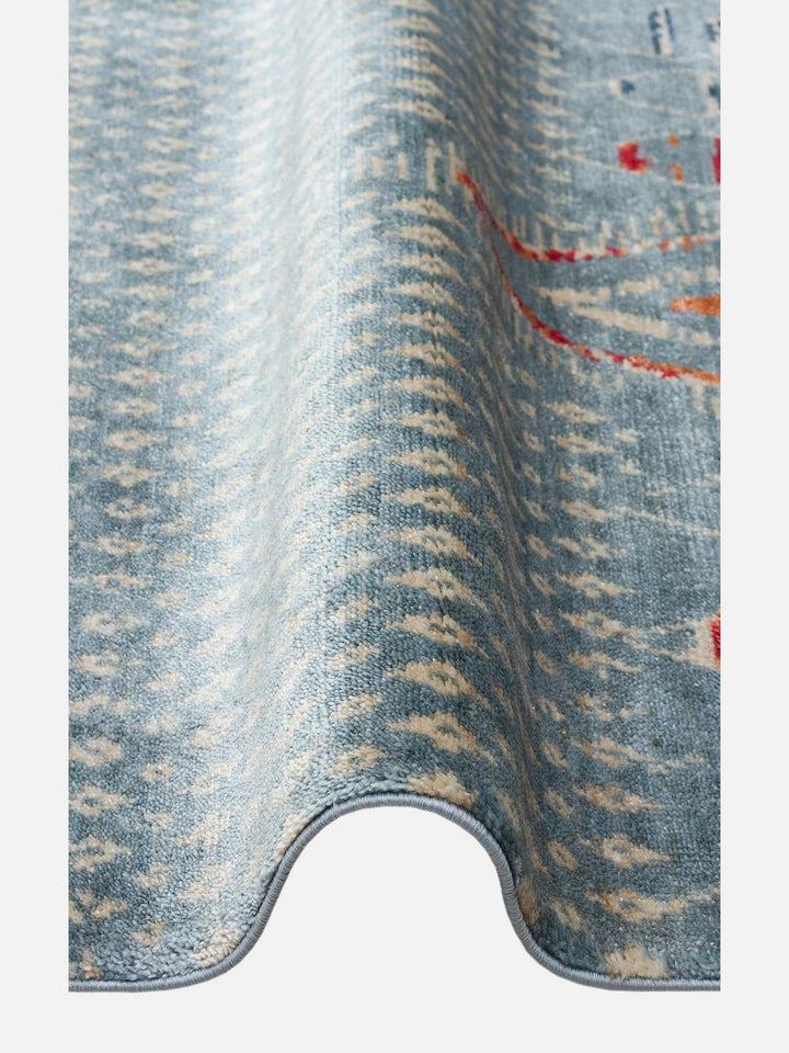 Oushak Carnaval %100 Naturel Kolay Temizlenir El Emeğiyle Üretilen TENCEL™ Modern Uşak Halısı 15 AQUA MULTY - Carpetdocia