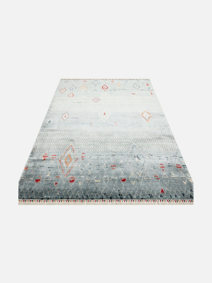 Oushak Carnaval %100 Naturel Kolay Temizlenir El Emeğiyle Üretilen TENCEL™ Modern Uşak Halısı 15 AQUA MULTY - Carpetdocia