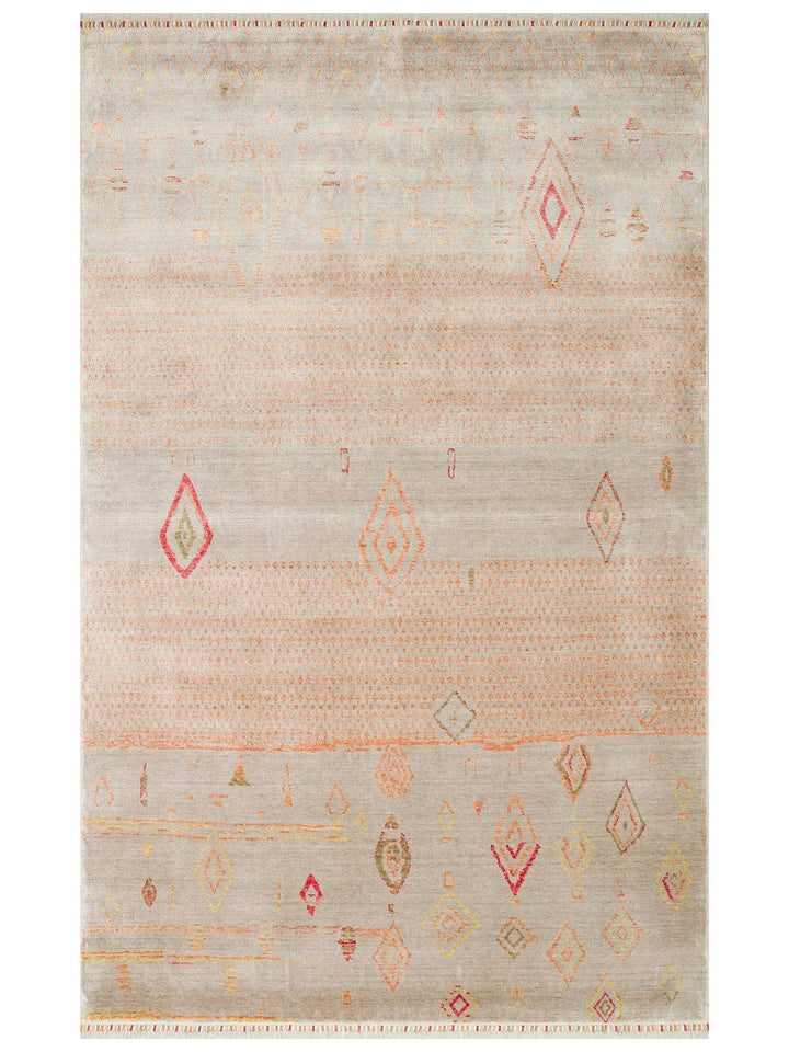 Oushak Carnaval %100 Naturel Kolay Temizlenir El Emeğiyle Üretilen TENCEL™ Modern Uşak Halısı 15 BEIGE AUTUMN - Carpetdocia - kusbakisi