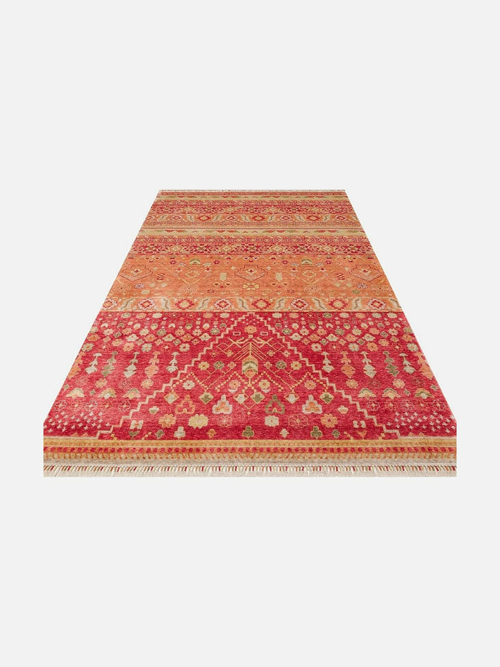 Oushak Carnaval %100 Naturel Kolay Temizlenir El Emeğiyle Üretilen TENCEL™ Modern Uşak Halısı 17 RED AUTUMN - Carpetdocia