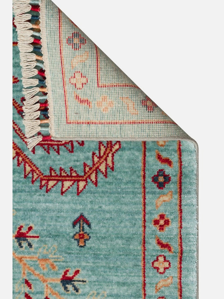 Oushak Carnaval %100 Naturel Kolay Temizlenir El Emeğiyle Üretilen TENCEL™ Modern Uşak Halısı 22 TURQUOISE - Carpetdocia