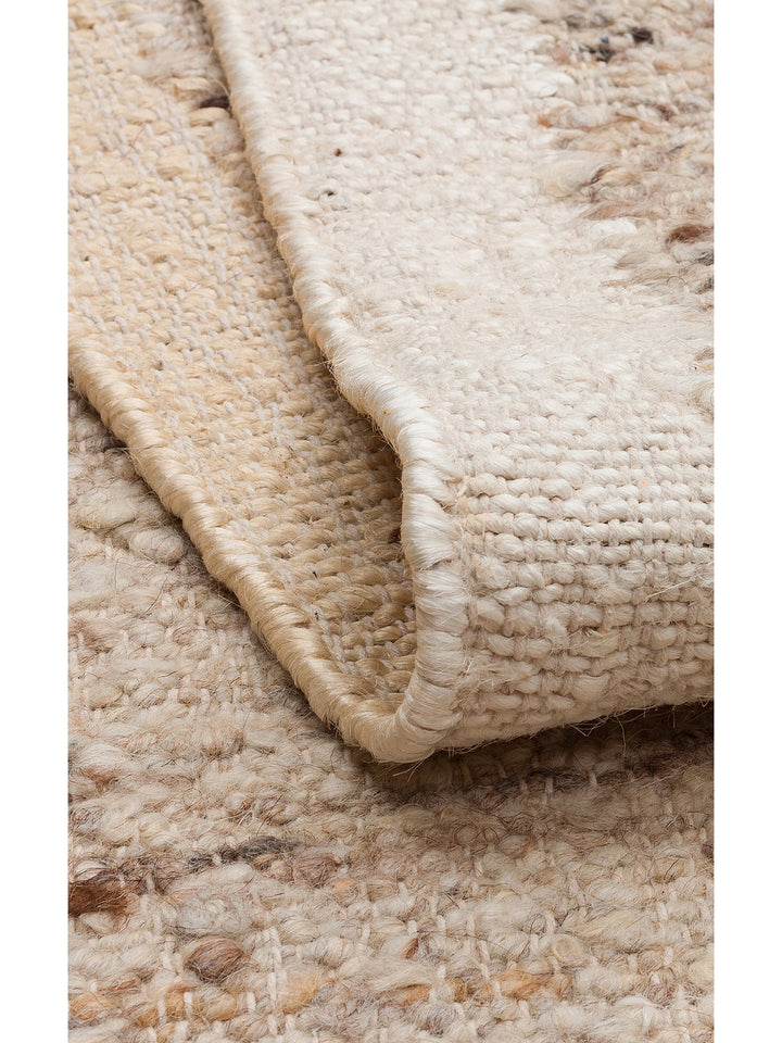 Urumchi %100 Naturel Yün Jüt Karışımı Oturma Odası Salon Koridor Mutfak El Dokuma Halı 01 GREY CREAM - Carpetdocia