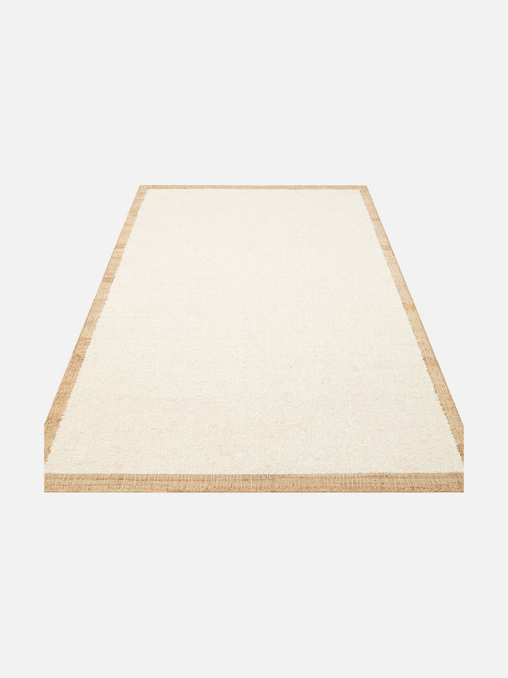 Urumchi %100 Naturel Yün Jüt Karışımı Oturma Odası Salon Koridor Mutfak El Dokuma Halı 01KREMNATURAL - Carpetdocia
