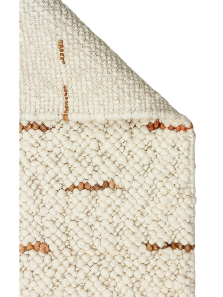 Woolstar %100 Naturel Kazak Desenli Salon Oturma Odası Koridor Antre El Dokuma Örgü Halı JD 06 NAT - Carpetdocia