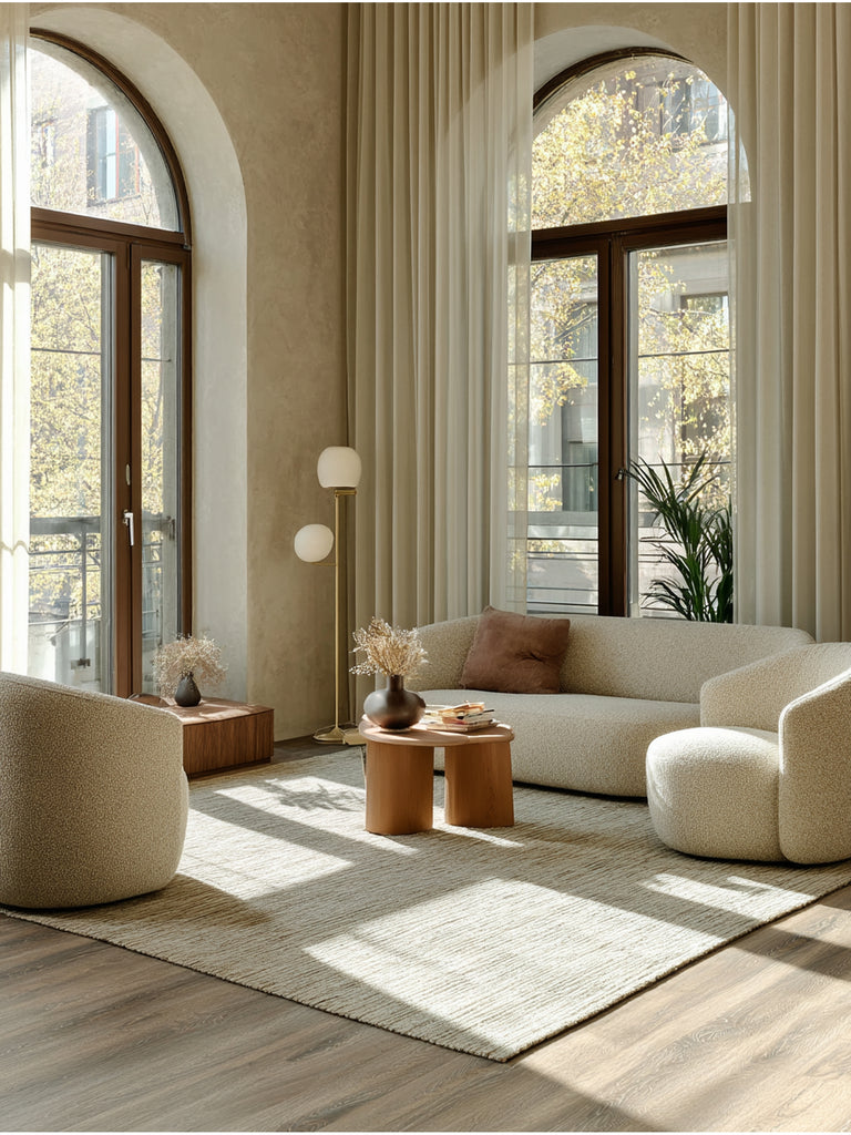 Amore Series 100% Natural Banana Silk Viscose and Wool Blend Living Room Hand Woven Carpet SILVER