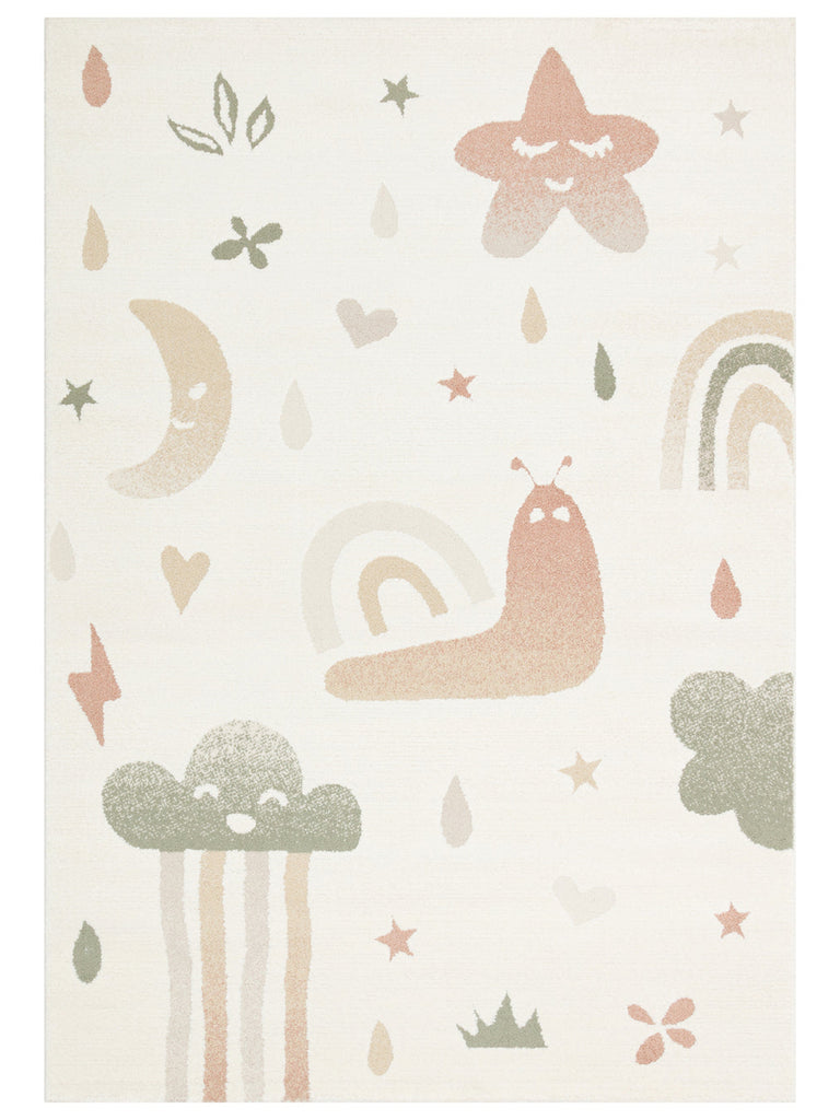 Carpetdocia Kids Pastel Colored Fluff and Dust-Free Children's Carpet 06 CREAM MULTY