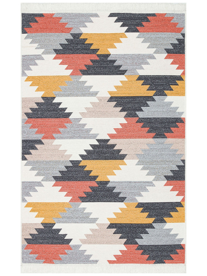 Maya %100 Naturel Pamuk Yıkanabilir Çift Taraflı Oturma Odası Mutfak Koridor Modern Kilim 20 MULTY - Carpetdocia
