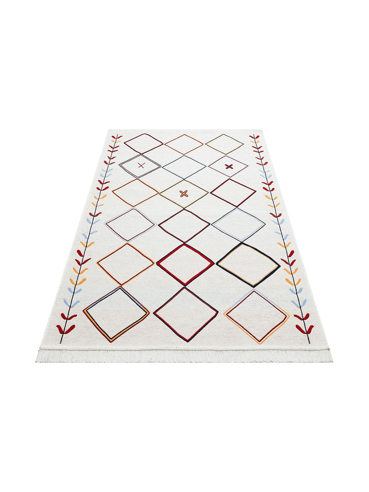 Maya %100 Naturel Pamuk Yıkanabilir Çift Taraflı Oturma Odası Mutfak Koridor Modern Kilim 21 MULTY - Carpetdocia