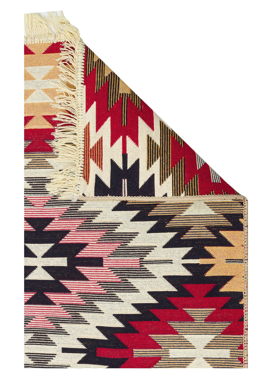 Maya %100 Naturel Pamuk Yıkanabilir Çift Taraflı Oturma Odası Mutfak Koridor Modern Kilim 33 RED - Carpetdocia