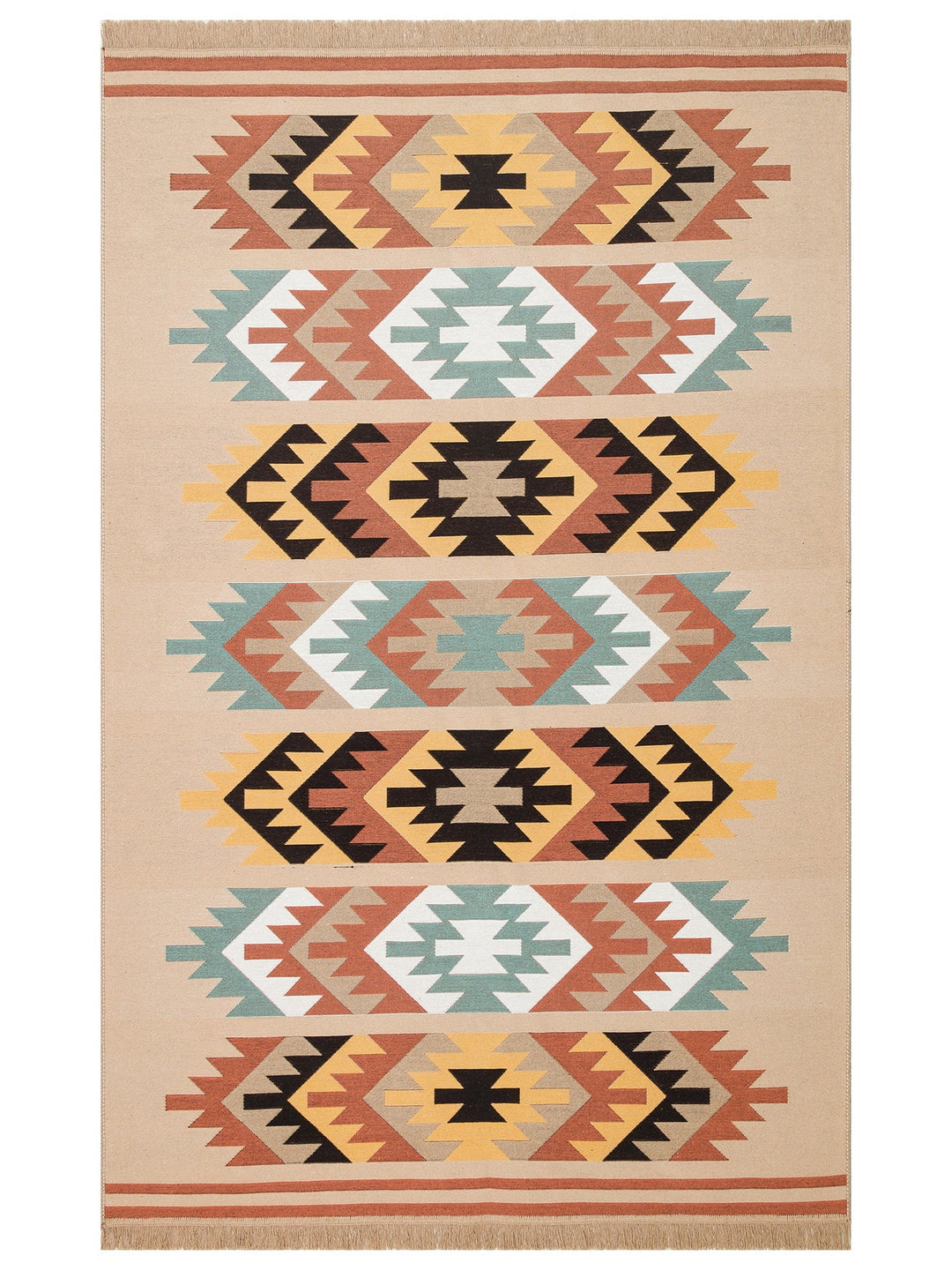 Maya %100 Naturel Pamuk Yıkanabilir Çift Taraflı Oturma Odası Mutfak Koridor Modern Kilim 39 MULTY - Carpetdocia