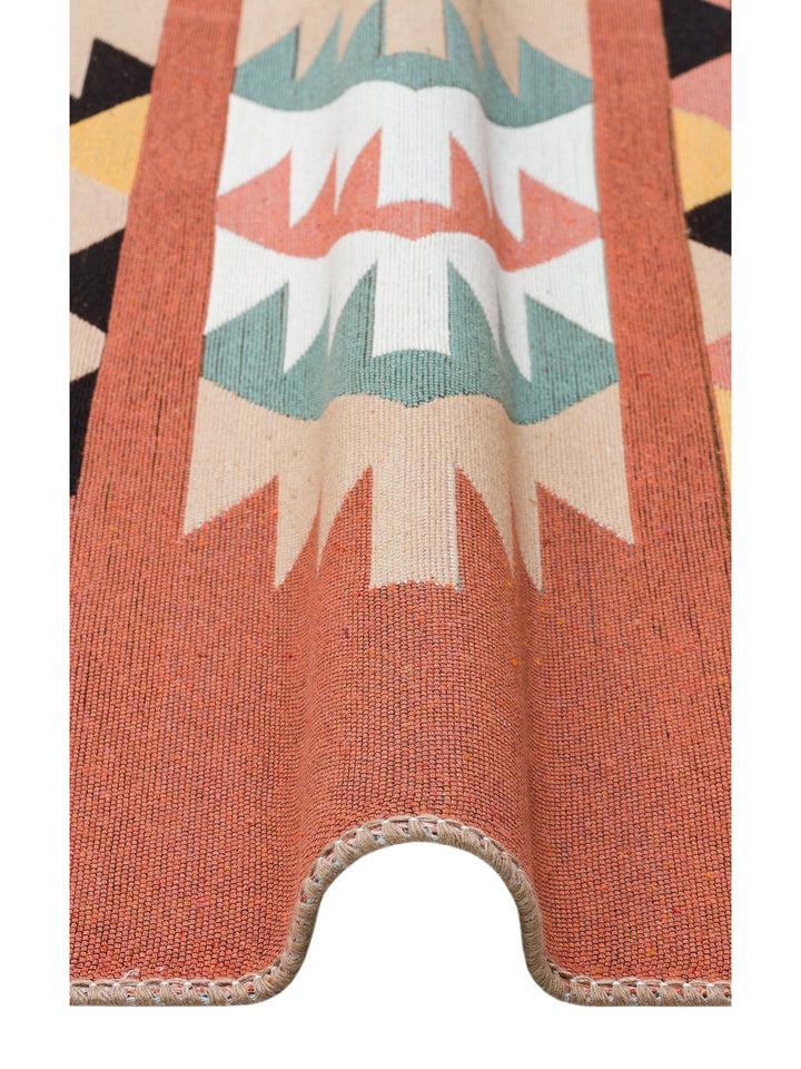 Maya %100 Naturel Pamuk Yıkanabilir Çift Taraflı Oturma Odası Mutfak Koridor Modern Kilim 39 MULTY - Carpetdocia