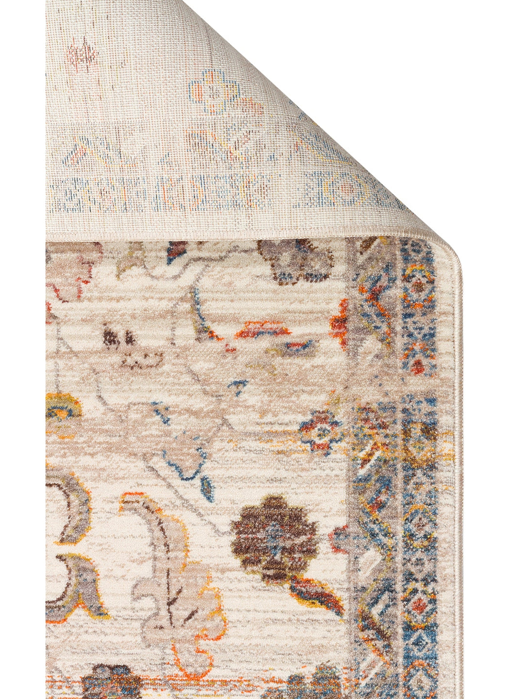 Nil Serisi Etnik ve Modern Desenli Renkli Saçaklı Oturma Odası Mutfak Halı 16 CREAM MULTY - Carpetdocia