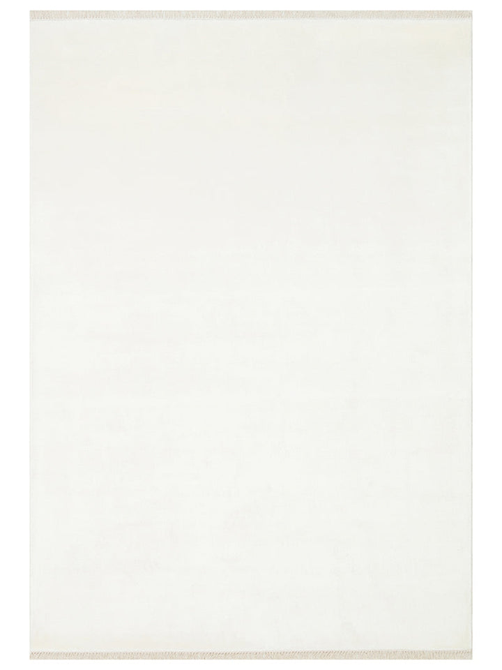Queen Serisi %100 Naturel Viskon Parlak Modern El Emeğiyle Üretilen Salon Oturma Odası Halı WHITE - Carpetdocia