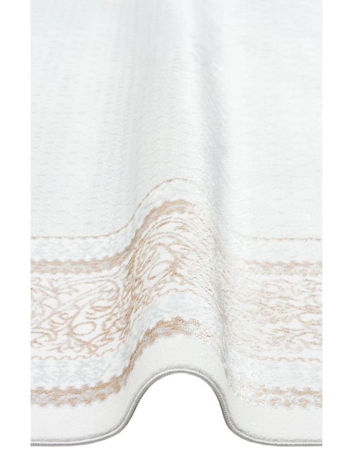 Smooth Yıkanabilir Kaymaz Parlak Oturma Odası Salon Koridor İnce Dokuma Modern Halı 102 BEIGE XW - Carpetdocia