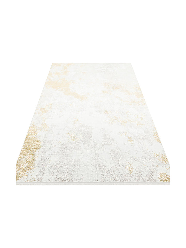 Smooth Yıkanabilir Kaymaz Parlak Oturma Odası Salon Koridor İnce Dokuma Modern Halı 108 CREAM GOLD - Carpetdocia