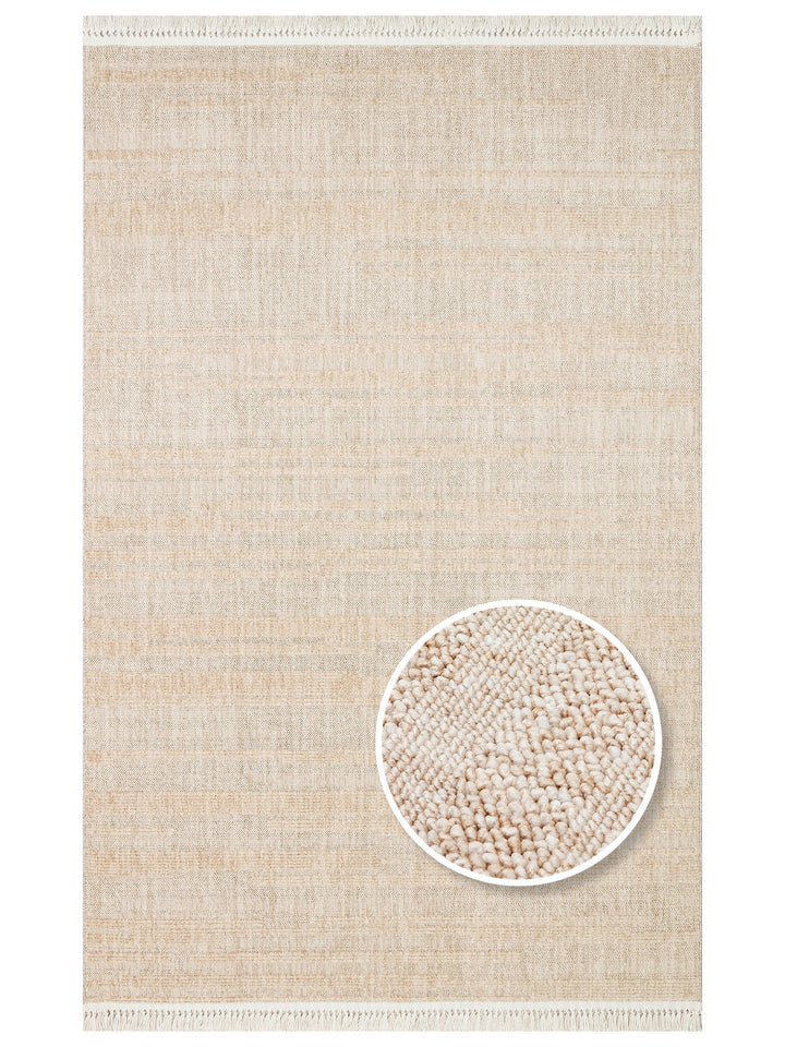 Style Hav Toz Vezmez Yumuşak Dokulu Oturma Odası Salon Koridor Antre Modern Halı 01 BEIGE - Carpetdocia