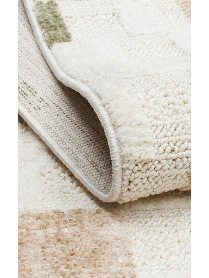 Style Hav Toz Vezmez Yumuşak Dokulu Oturma Odası Salon Koridor Antre Modern Halı 02 GREEN BEIGE - Carpetdocia