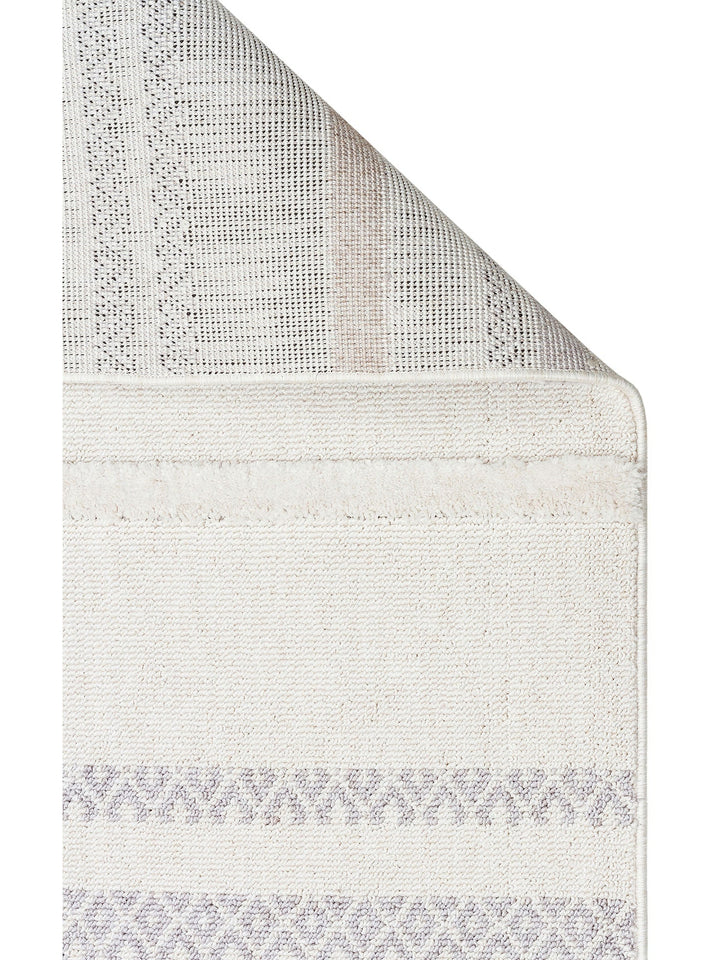 Tabasco Serisi Etnik Desenli Oturma Odası Salon Koridor Modern İskindinav Halı 01 WHITE GREY - Carpetdocia
