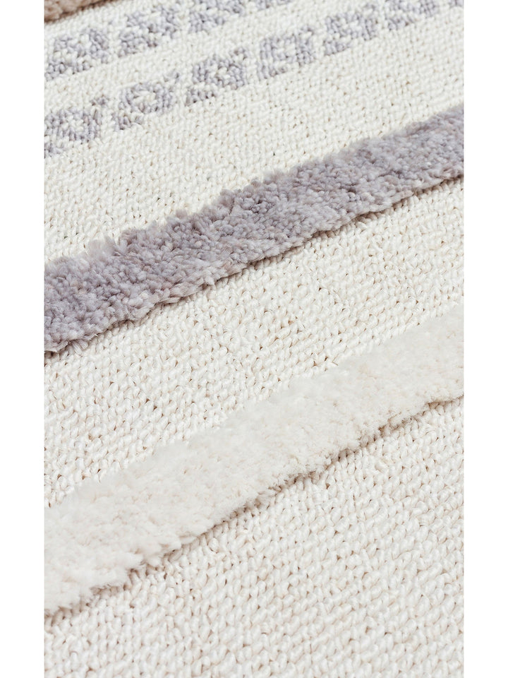 Tabasco Serisi Etnik Desenli Oturma Odası Salon Koridor Modern İskindinav Halı 01 WHITE GREY - Carpetdocia