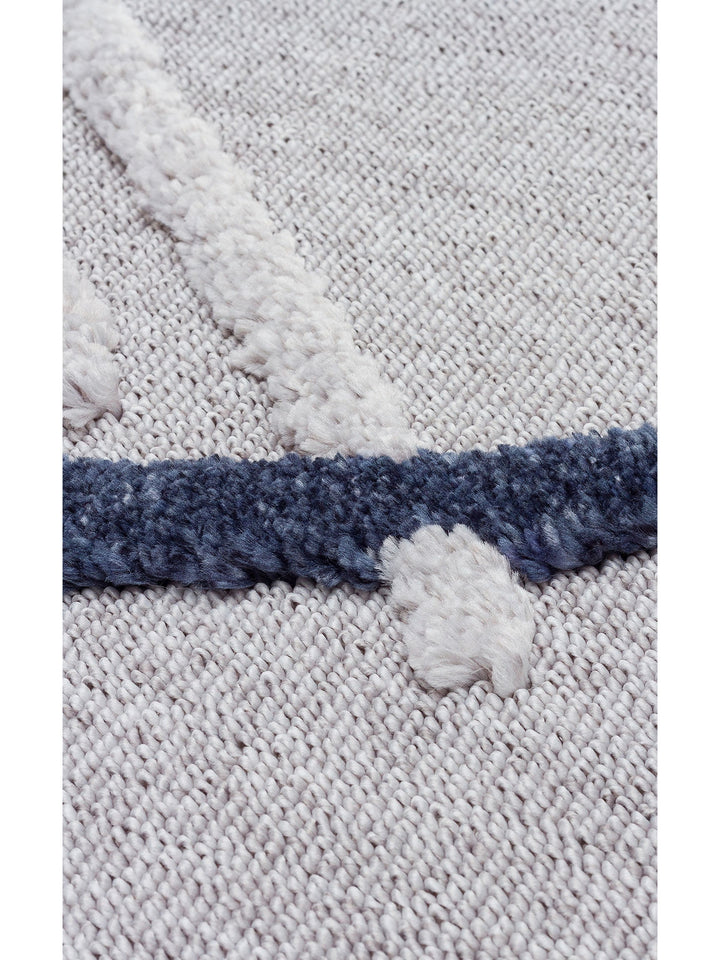 Tabasco Serisi Etnik Desenli Oturma Odası Salon Koridor Modern İskindinav Halı TAB 03 GREY NAVY - Carpetdocia