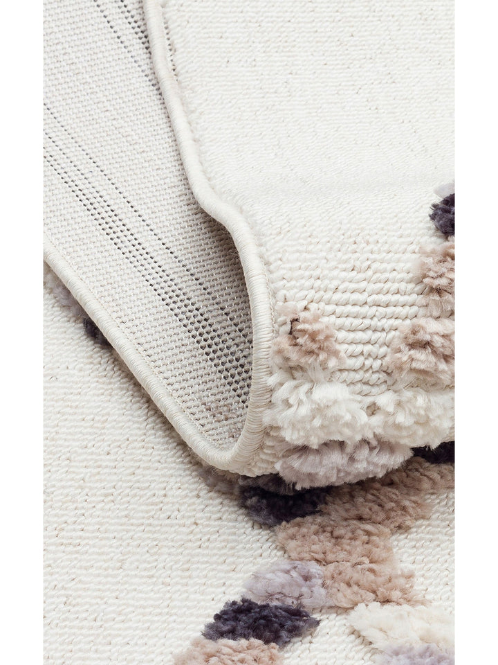 Tabasco Serisi Etnik Desenli Oturma Odası Salon Koridor Modern İskindinav Halı TAB 04 WHITE BEIGE - Carpetdocia
