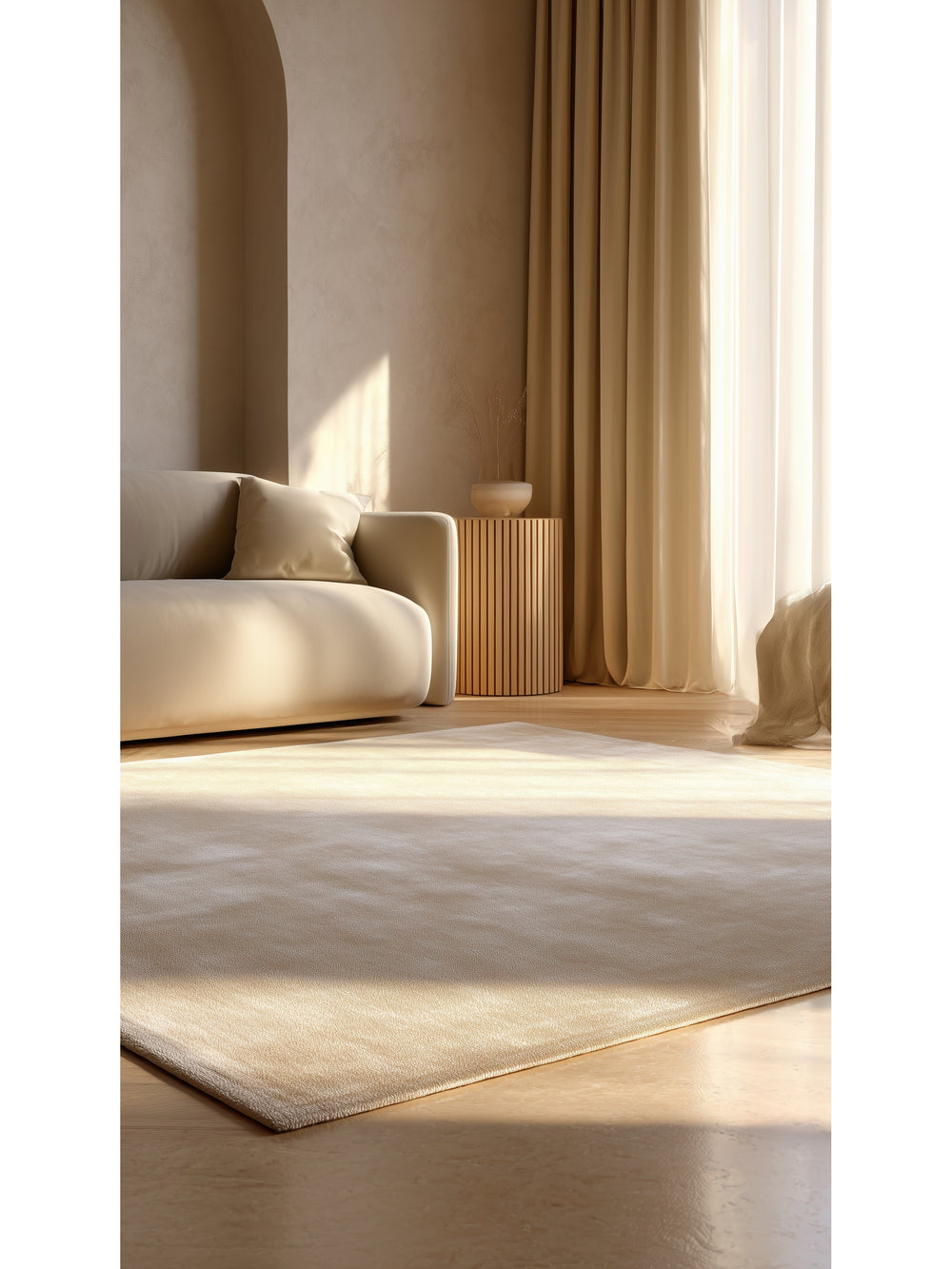 Tiffany Serisi %100 Naturel Keten ve Pamuk El Dokuma Modern Salon Oturma Odası Yatak Odası Halı IVRY - Carpetdocia