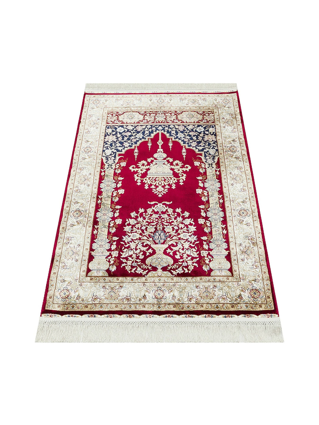 Topkapı Seccade Klasik Desenli Yüksek Kalite Özel Işıltılı Hediyelik Çeyizlik Namazlık 01 RED - Carpetdocia
