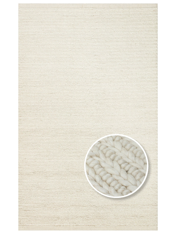 Woolstar %100 Naturel Kazak Desenli Salon Oturma Odası Koridor Antre El Dokuma Örgü Halı 07 WHITE - Carpetdocia