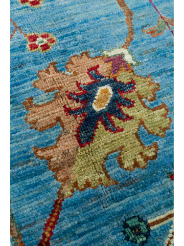 El dokuma Afgan halı petrol mavisi detay 271x379 cm