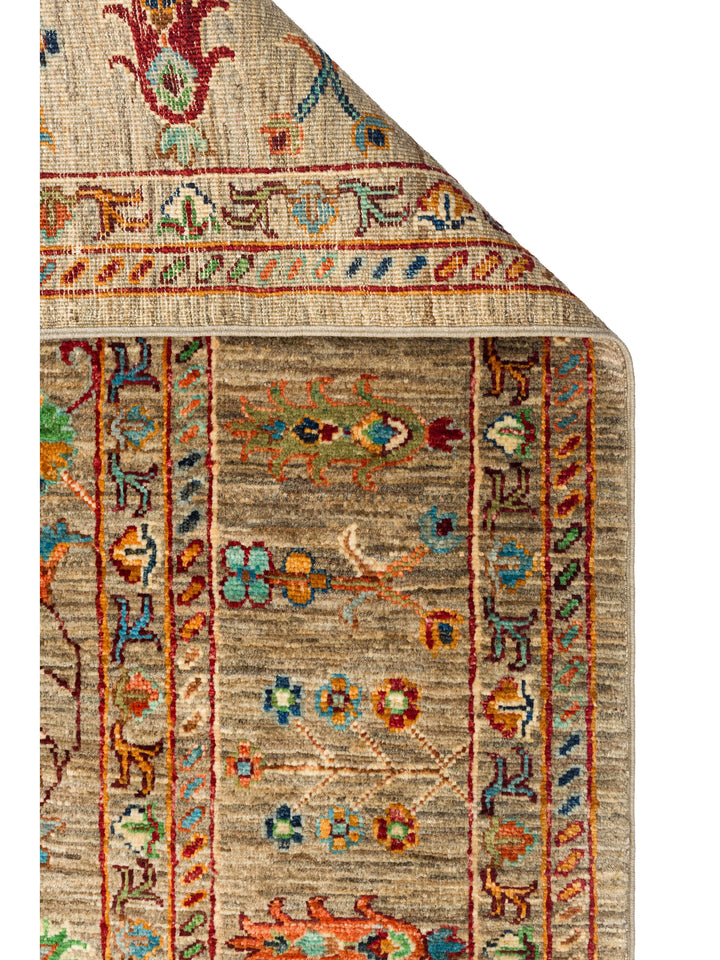 El dokuma Afgan halı taba detay 199x285 cm