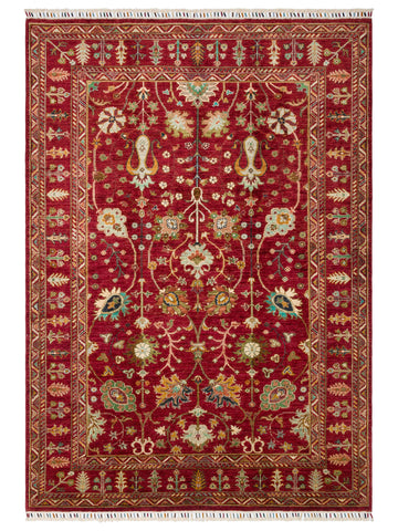 El dokuma Afgan kırmızı halı 176x246 cm kuşbakışı