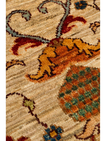 El dokuma Afgan halı krem bitkisel desen 85x120 cm